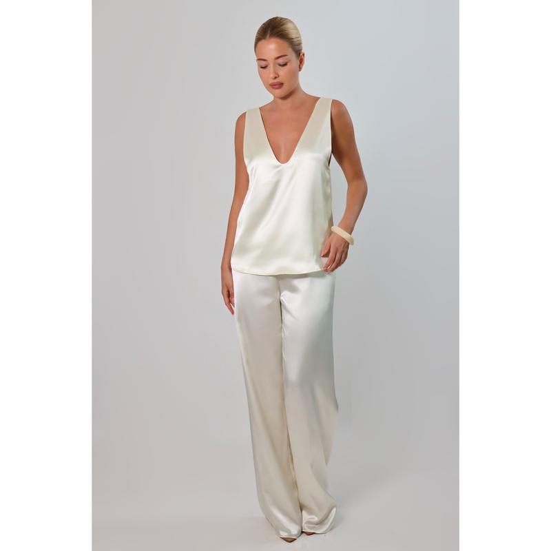 The Satin Ease V-Neck Top