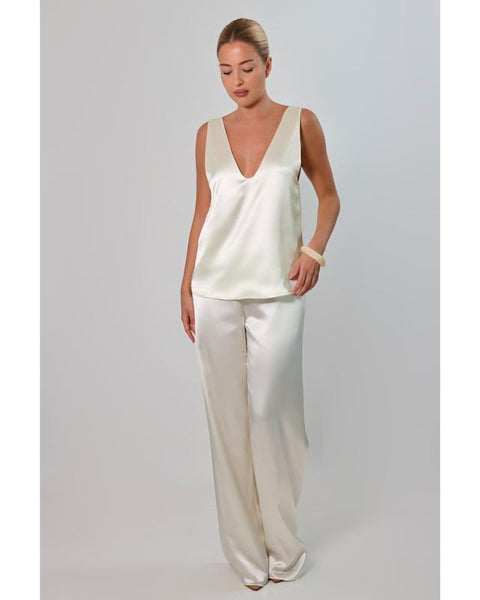 The Satin Ease V-Neck Top
