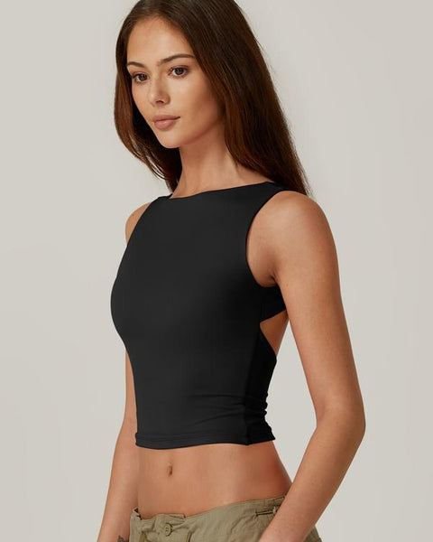 Sleek Open-Back Crop Top