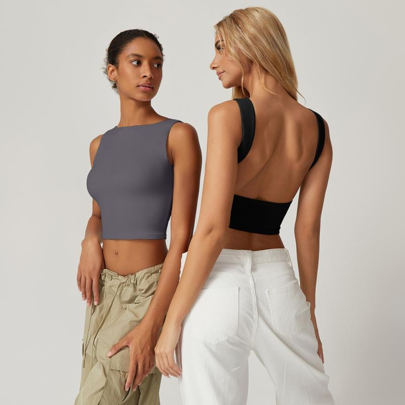 Sleek Open-Back Crop Top