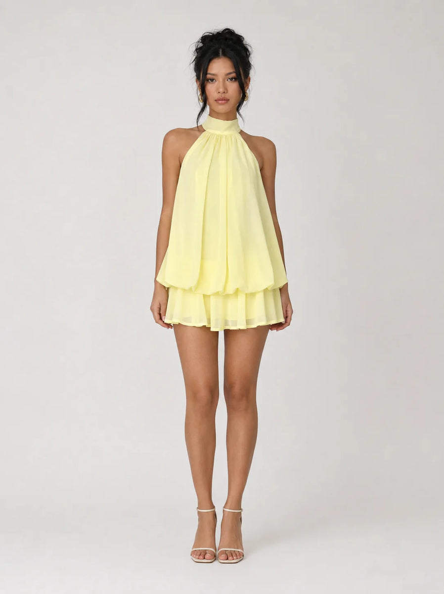 Ethereal Halter Mini Dress