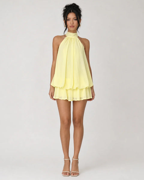 Ethereal Halter Mini Dress