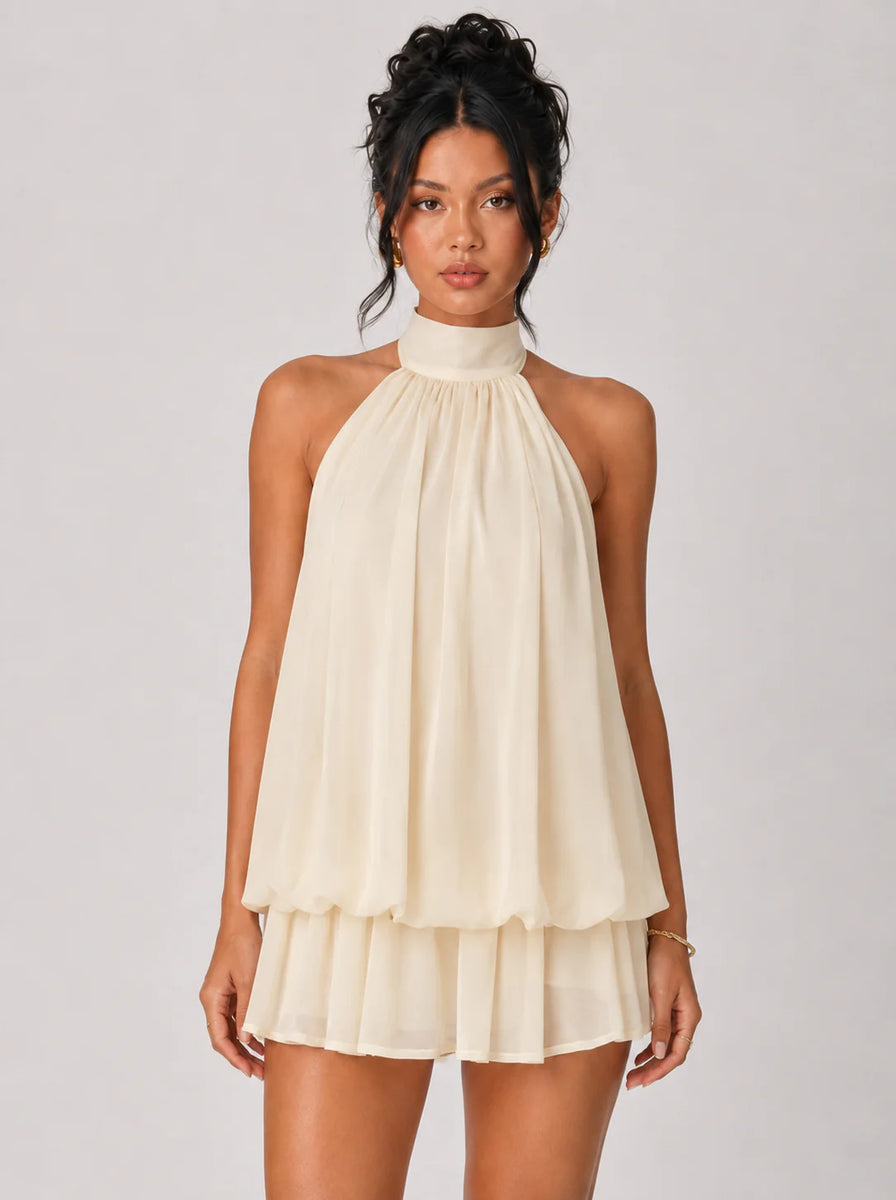 Ethereal Halter Mini Dress