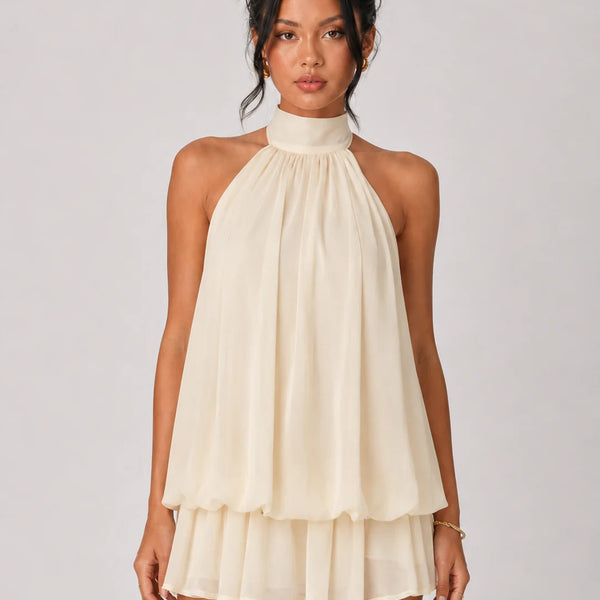 Ethereal Halter Mini Dress