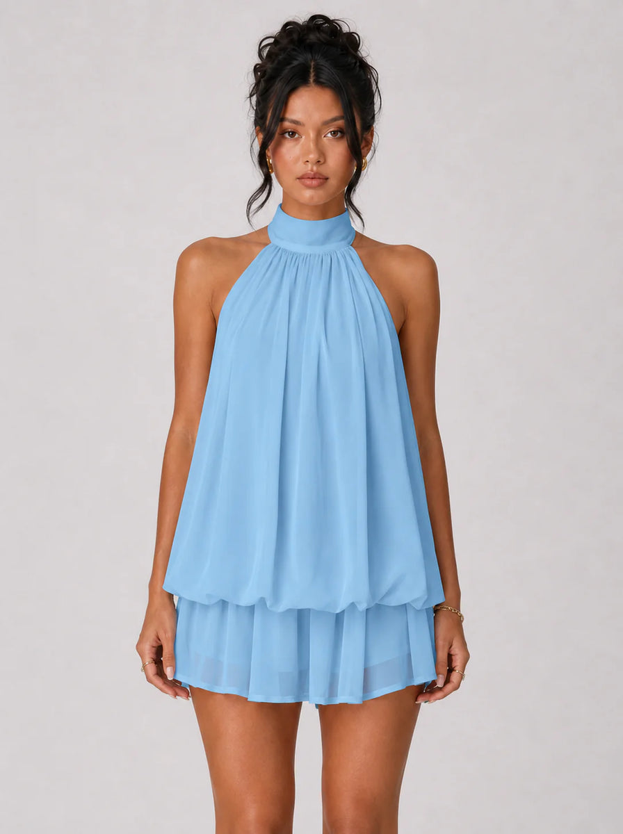 Ethereal Halter Mini Dress