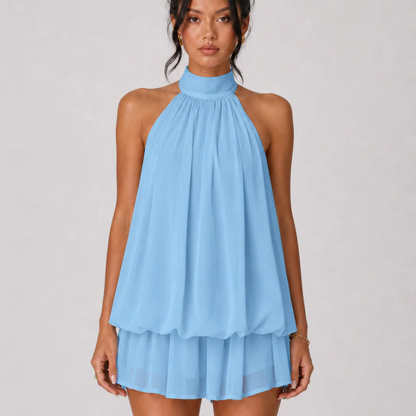 Ethereal Halter Mini Dress