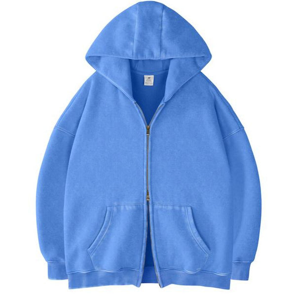 Der Mühelose Oversized Zip Hoodie - BLAU CREME