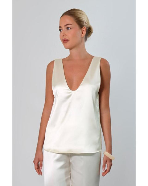 The Satin Ease V-Neck Top